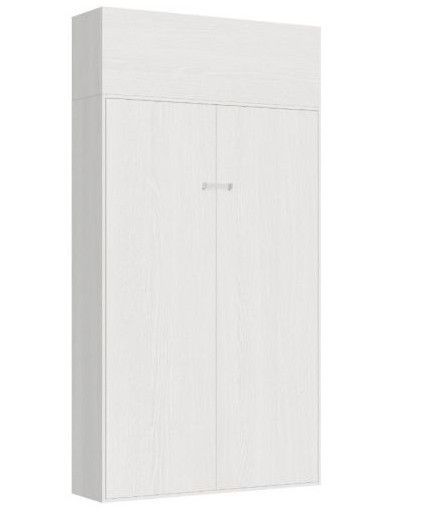 Lit escamotable 120x190 cm avec 1 meuble haut bois blanc kanto - Photo n°4