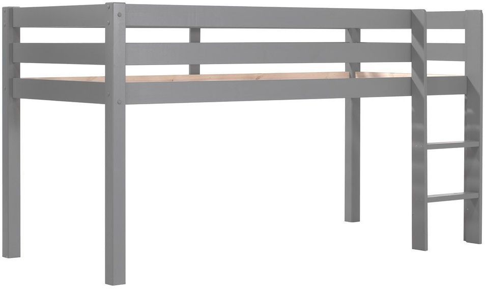 Lit mezzanine 90x200 cm avec tente et 3 pochettes astra pin massif gris Pino - Photo n°2