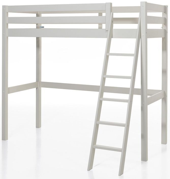 Lit mezzanine 90x200 cm et lit simple 90x200 cm pin massif blanc Pino - Photo n°3