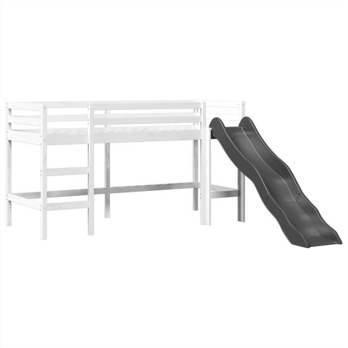 Lit mezzanine enfants avec tour blanc/noir 80x200cm pin massif - Photo n°7