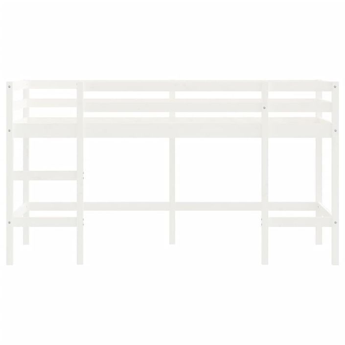 Lit mezzanine enfants échelle blanc 90x190 cm bois pin massif - Photo n°5