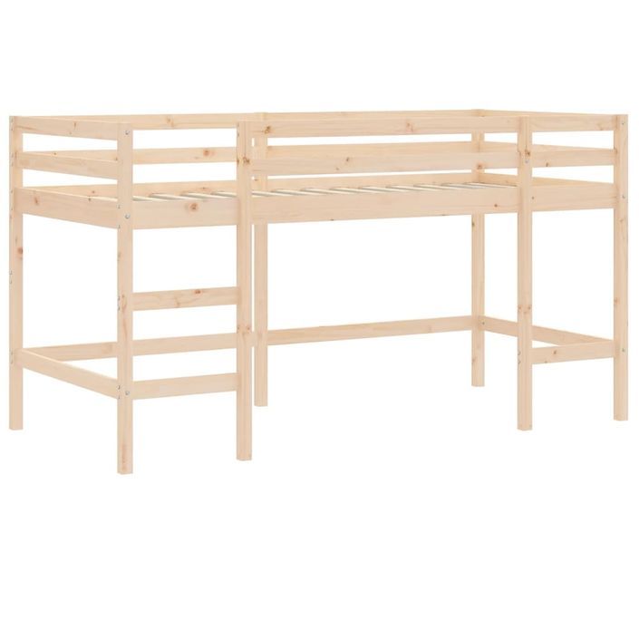 Lit mezzanine enfants et rideaux bleu 80x200cm bois pin massif - Photo n°10