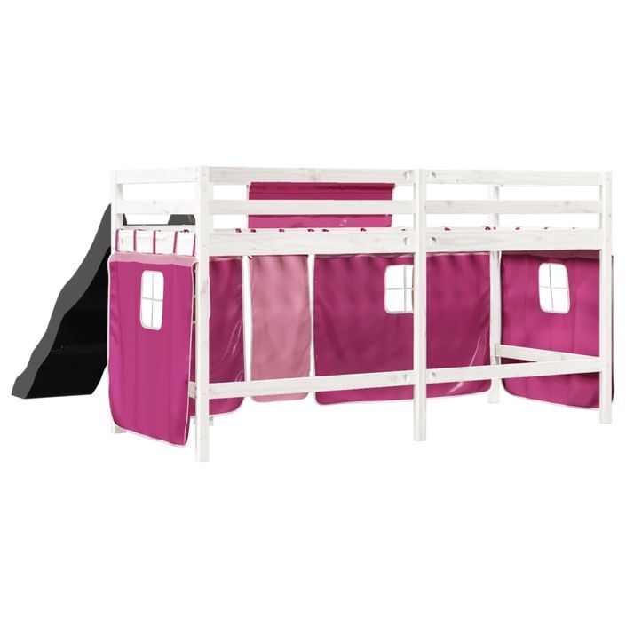 Lit mezzanine enfants et rideaux rose 90x190cm bois pin massif - Photo n°10