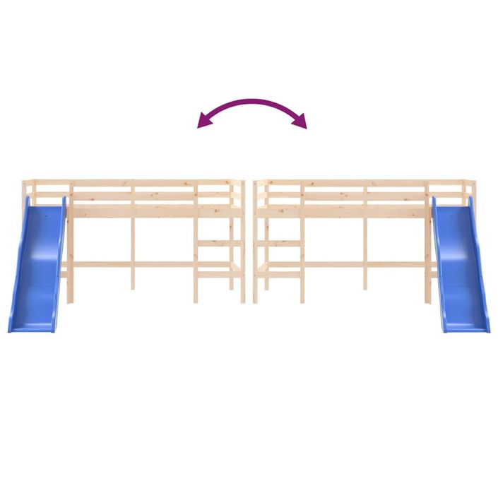 Lit mezzanine enfants toboggan 80x200 cm bois pin massif - Photo n°8