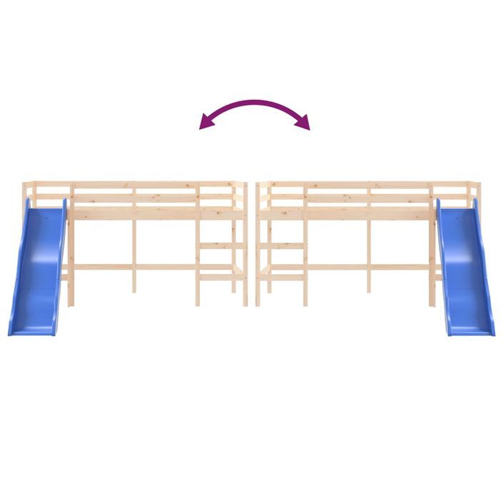 Lit mezzanine enfants toboggan 90x200 cm bois pin massif - Photo n°8