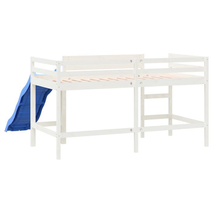 Lit mezzanine enfants toboggan blanc 80x200 cm bois pin massif - Photo n°7