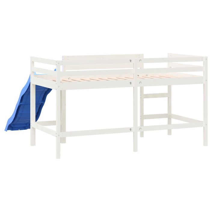 Lit mezzanine enfants toboggan blanc 90x190 cm bois pin massif - Photo n°7