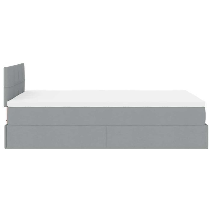 Lit ottoman avec matelas gris clair 120x190 cm tissu - Photo n°9