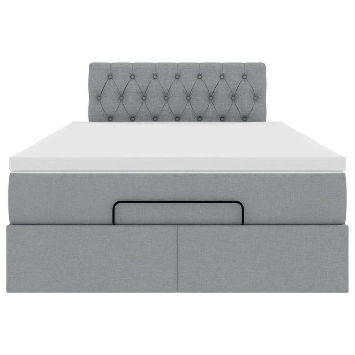 Lit ottoman avec matelas gris clair 120x190 cm tissu - Photo n°6