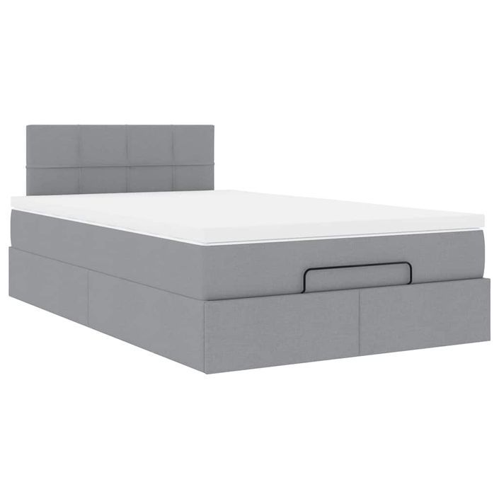 Lit ottoman avec matelas gris clair 120x200 cm tissu - Photo n°5