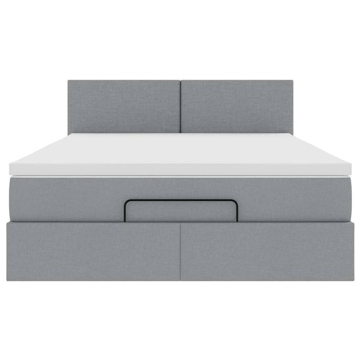 Lit ottoman avec matelas gris clair 140x190 cm tissu - Photo n°6