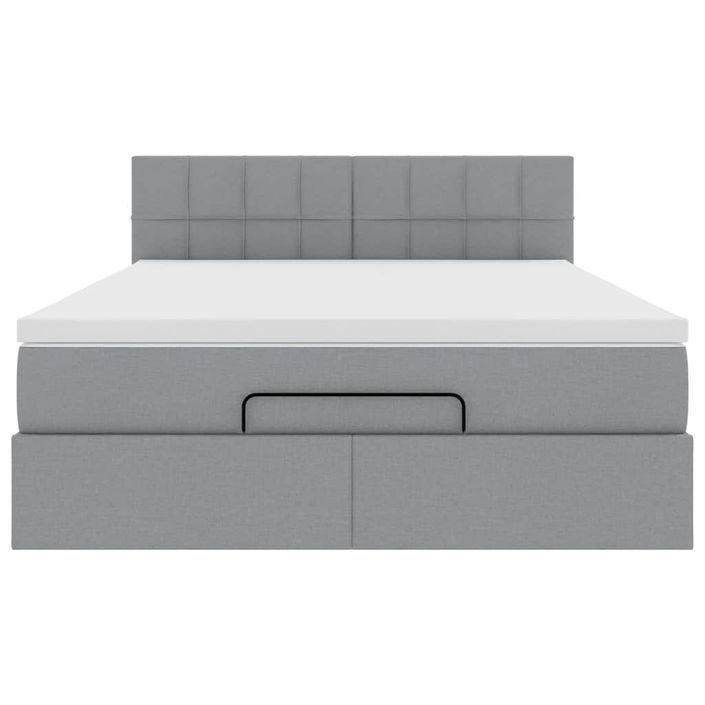 Lit ottoman avec matelas gris clair 140x190 cm tissu - Photo n°6