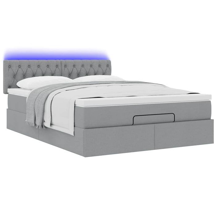 Lit ottoman avec matelas gris clair 140x190 cm tissu - Photo n°3