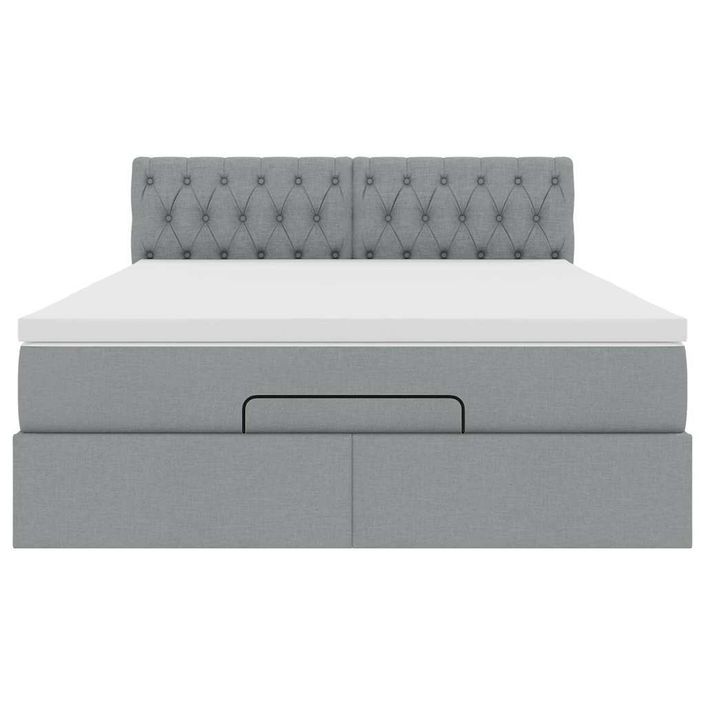 Lit ottoman avec matelas gris clair 140x190 cm tissu - Photo n°6