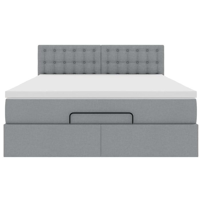 Lit ottoman avec matelas gris clair 140x190 cm tissu - Photo n°6