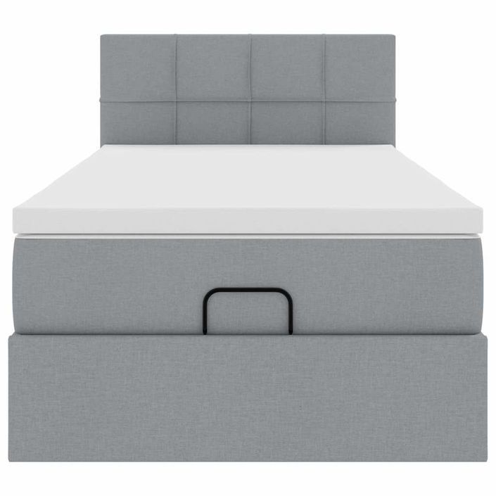 Lit ottoman avec matelas gris clair 90x200 cm tissu - Photo n°6