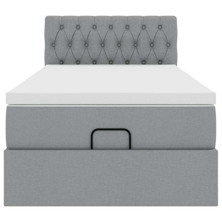 Lit ottoman avec matelas gris clair 90x200 cm tissu - Photo n°6