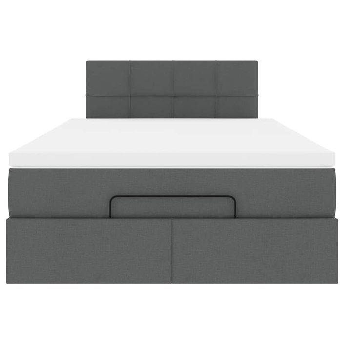 Lit ottoman avec matelas gris foncé 120x190 cm tissu - Photo n°6