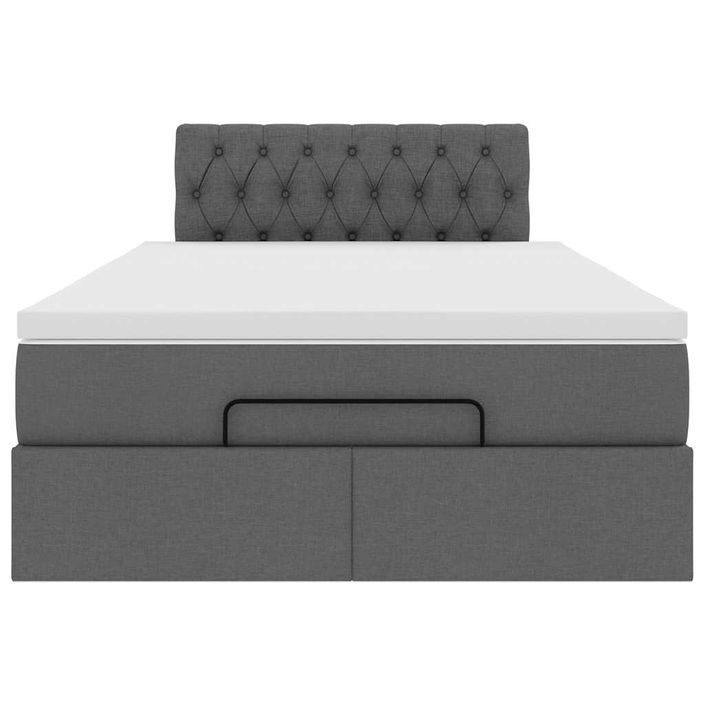 Lit ottoman avec matelas gris foncé 120x190 cm tissu - Photo n°6