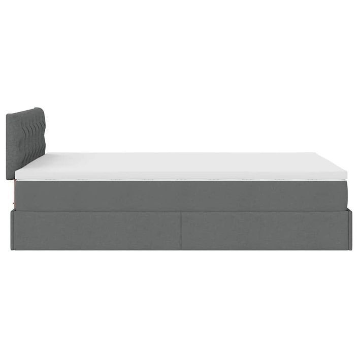 Lit ottoman avec matelas gris foncé 120x190 cm tissu - Photo n°9