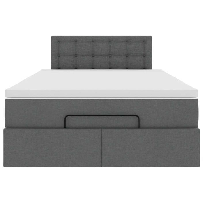 Lit ottoman avec matelas gris foncé 120x190 cm tissu - Photo n°6