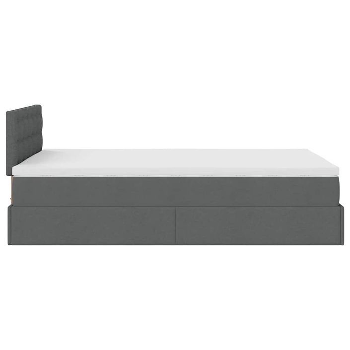 Lit ottoman avec matelas gris foncé 120x190 cm tissu - Photo n°9