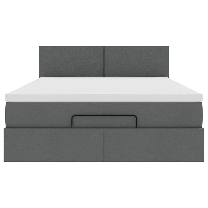 Lit ottoman avec matelas gris foncé 140x190 cm tissu - Photo n°6