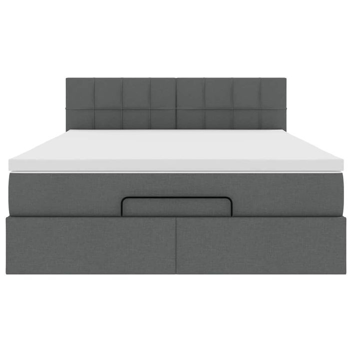 Lit ottoman avec matelas gris foncé 140x190 cm tissu - Photo n°6