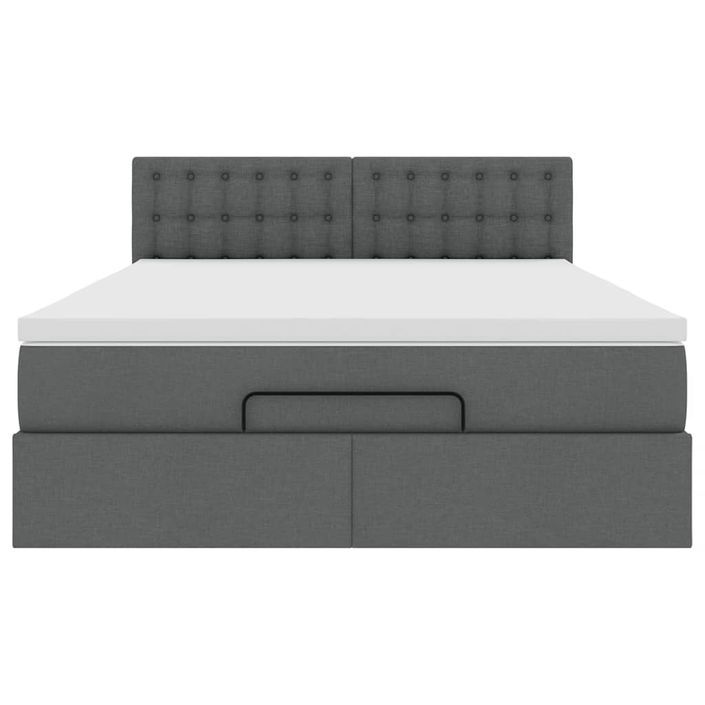 Lit ottoman avec matelas gris foncé 140x190 cm tissu - Photo n°6