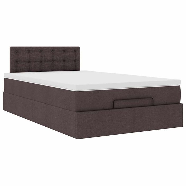 Lit ottoman avec matelas marron foncé 120x200 cm tissu - Photo n°5