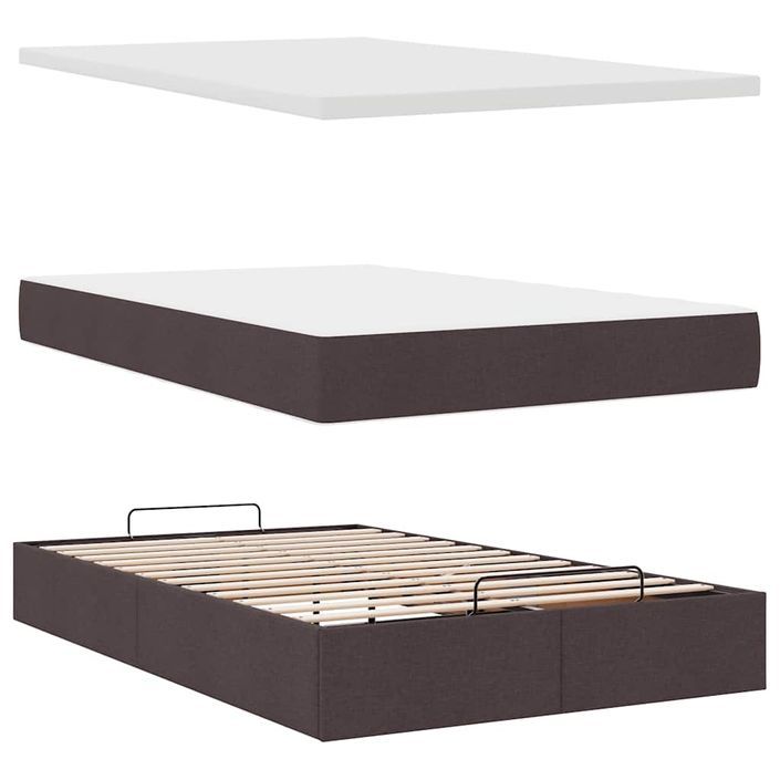 Lit ottoman avec matelas marron foncé 120x200 cm tissu - Photo n°7