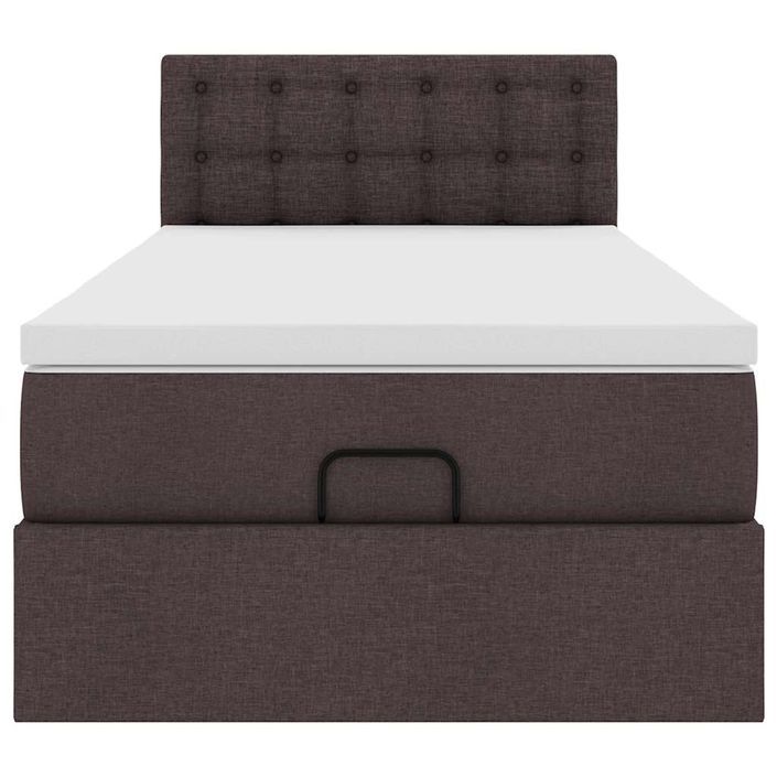 Lit ottoman avec matelas marron foncé 90x200 cm tissu - Photo n°6