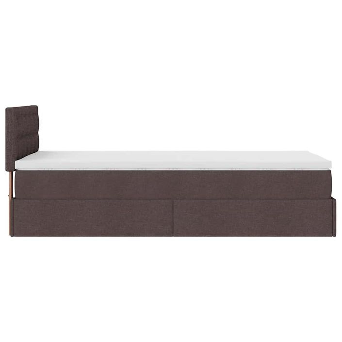 Lit ottoman avec matelas marron foncé 90x200 cm tissu - Photo n°9