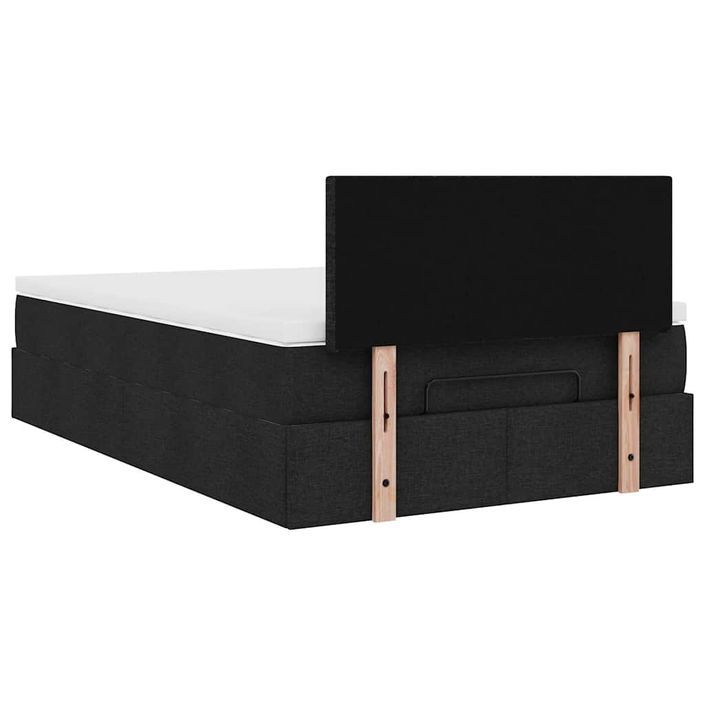 Lit ottoman avec matelas noir 120x190 cm tissu - Photo n°10