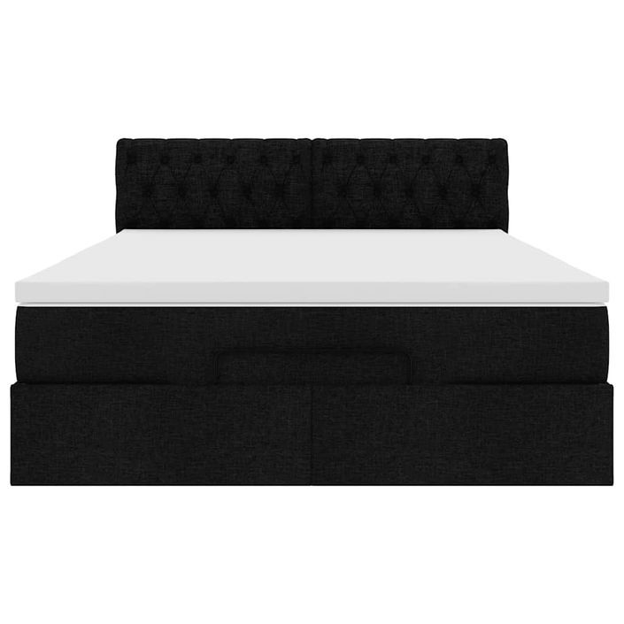 Lit ottoman avec matelas noir 140x190 cm tissu - Photo n°6