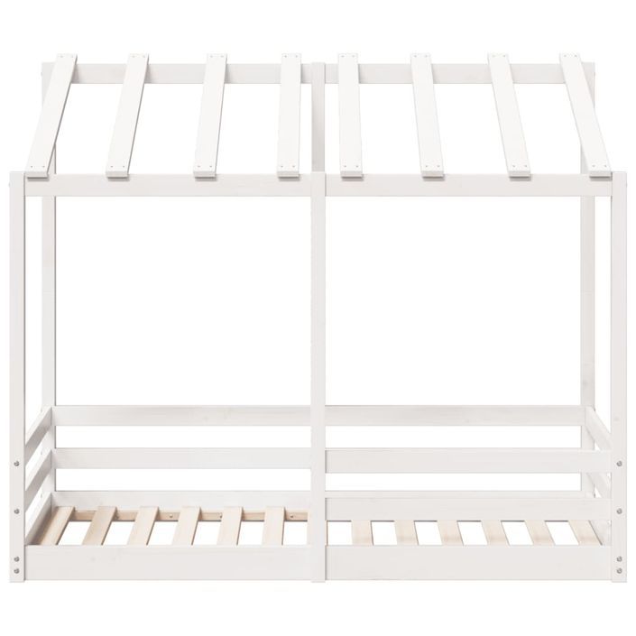 Lit pour enfants avec toit blanc 70x140cm en bois massif de pin - Photo n°4