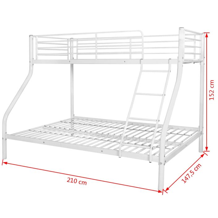 Lit superposé 3 places 2+1 métal sommier inclus 90 et 140x190cm Vito - Photo n°6