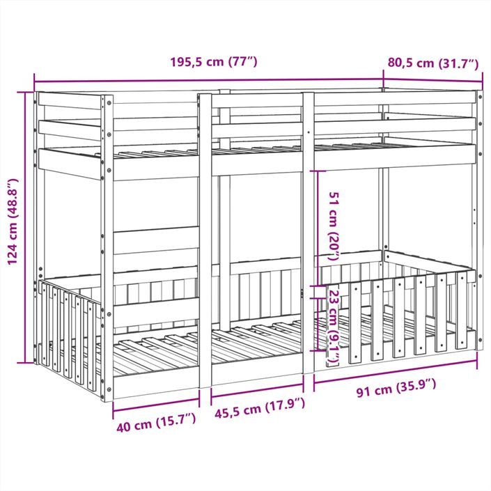Lit superposé 75x190 cm Bois de pin massif - Photo n°10