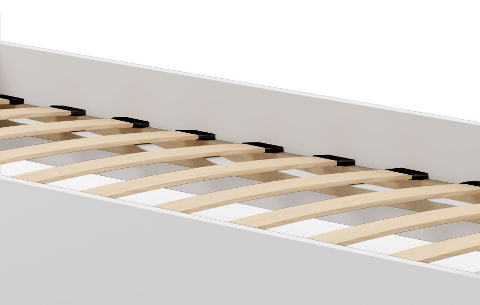Lit superposé bois blanc 3 couchages 90x200 cm avec étagère et escaliers de rangement Karel - Photo n°4