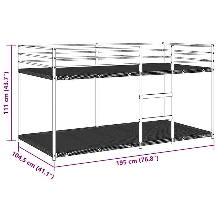 Lit superposé sans matelas blanc 100x190 cm acier - Photo n°10