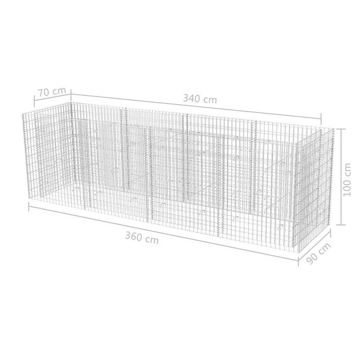 Jardinière à gabion Acier 360x90x100 cm - Photo n°6