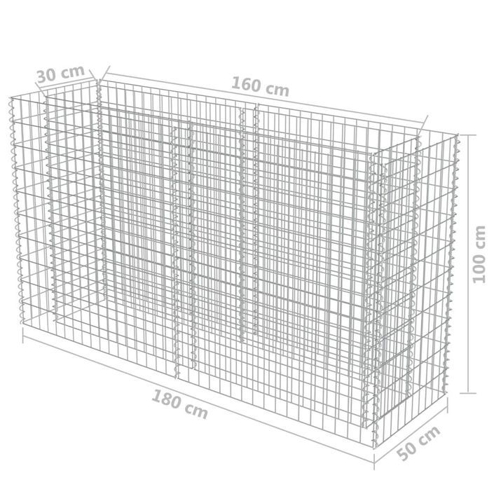 Jardinière à gabion Acier galvanisé 180x50x100 cm - Photo n°7