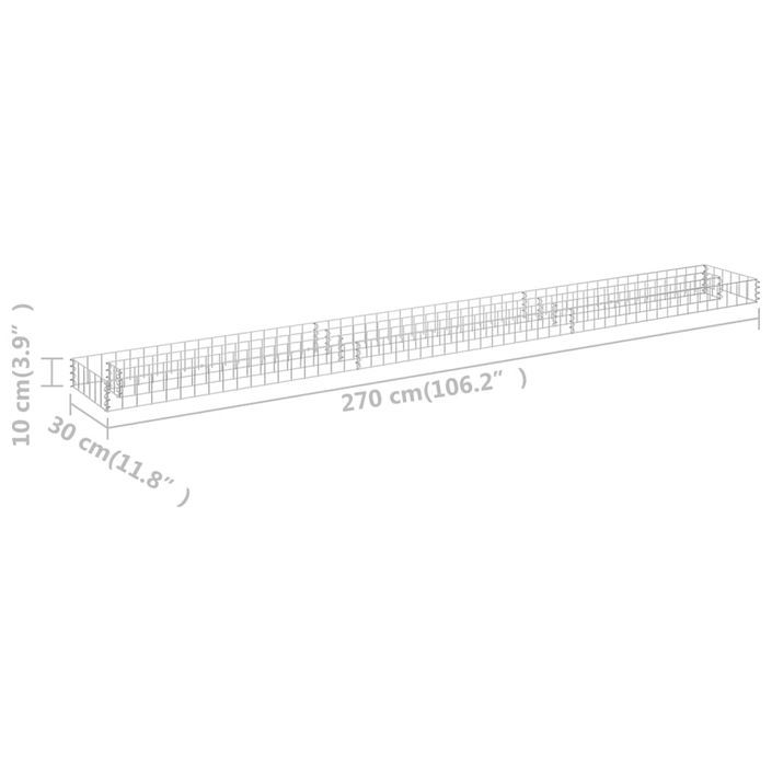 Jardinière à gabion Acier galvanisé 270x30x10 cm - Photo n°7