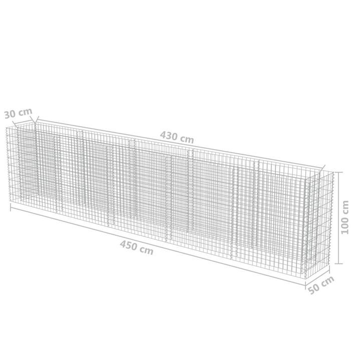 Jardinière à gabion Acier galvanisé 450x50x100 cm - Photo n°8