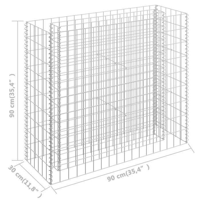 Jardinière à gabion Acier galvanisé 90x30x90 cm - Photo n°7