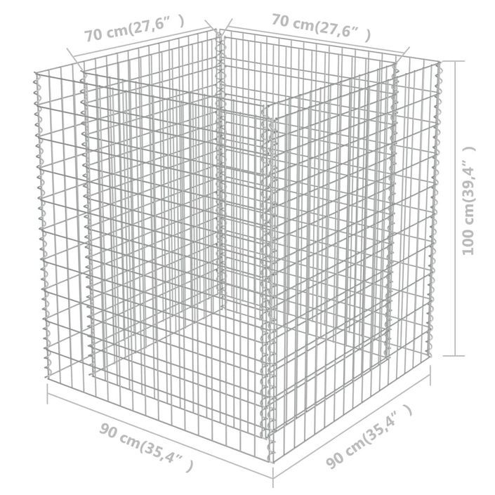 Jardinière à gabion Acier galvanisé 90x90x100 cm - Photo n°7