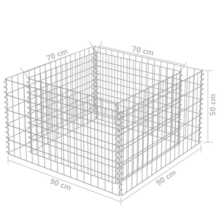 Jardinière à gabion Acier galvanisé 90x90x50 cm - Photo n°7