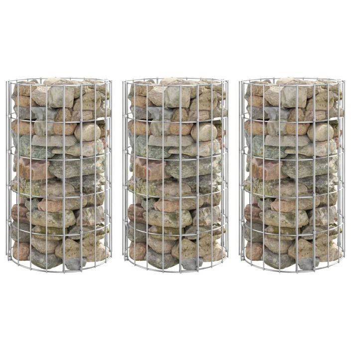 Jardinière à gabion circulaire 3 pcs Acier galvanisé Ø30x50cm - Photo n°1