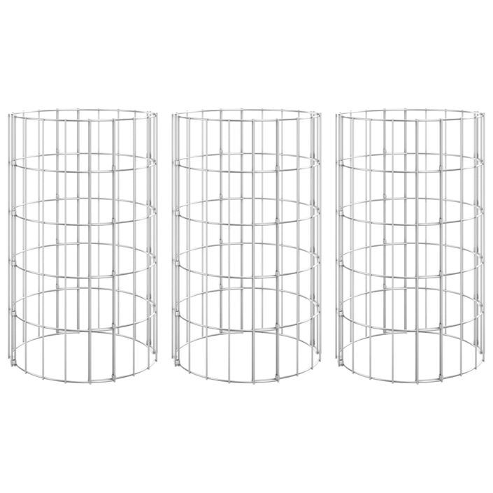 Jardinière à gabion circulaire 3 pcs Acier galvanisé Ø30x50cm - Photo n°2