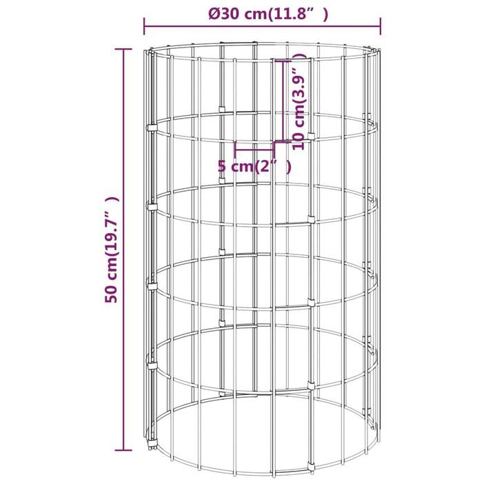 Jardinière à gabion circulaire 3 pcs Acier galvanisé Ø30x50cm - Photo n°7